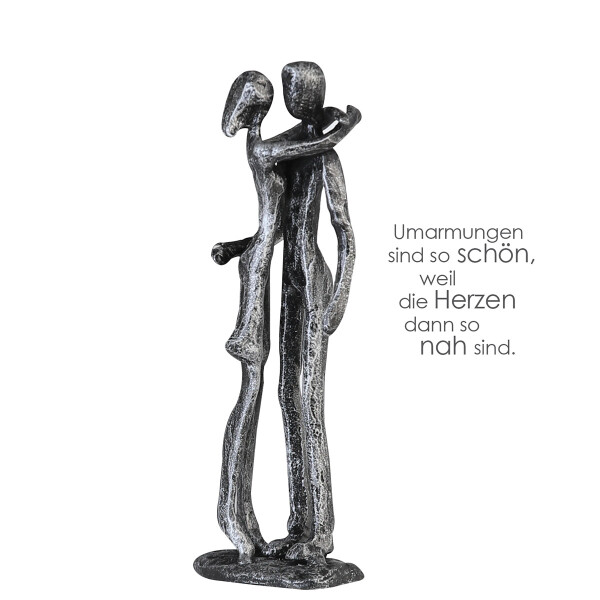 Gilde Design Skulptur "Couple" Eisen . silberfarben . antik finish mit Spruchanhänger 74603