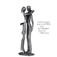 Gilde Design Skulptur "Couple" Eisen . silberfarben . antik finish mit Spruchanhänger 74603