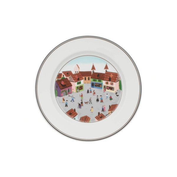 Villeroy & Boch Vorteilset 4 Stück Design Naif Frühstücksteller Dorf bunt 1023372645 und Geschenk + Spende