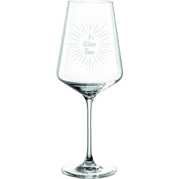 EKM Living Leonardo Puccini Weinglas 560ml mit Gravur Its Wine Time Rot- & Weisswein - Geburtstagsgeschenk für Weinliebhaber, Frauen, Männer, Freundin Freund (Its Wine Time)