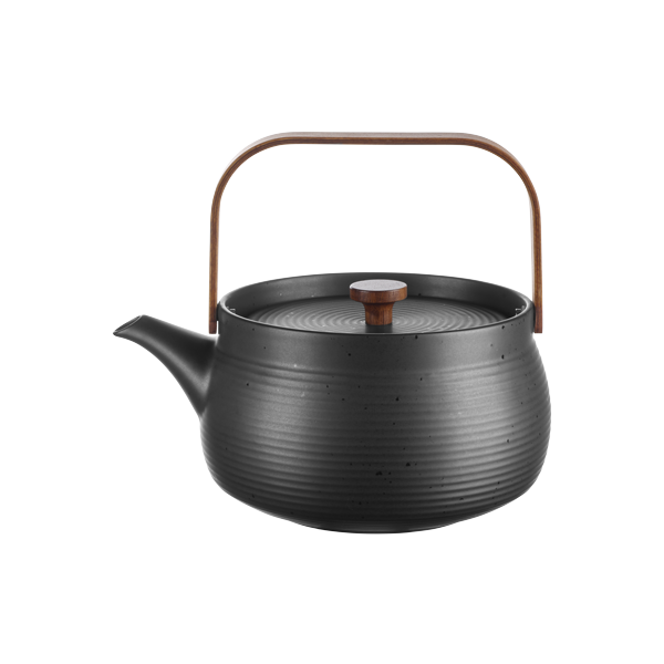 ASA Selection japandi Teekanne mit Holzgriff, black 22,7 x 18,3 cm, H. 20 cm, 1,5 l. schwarz matt Porzellan 23370190