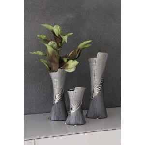 Gilde Vase "Bridgetown" grau, silberfarben 43213