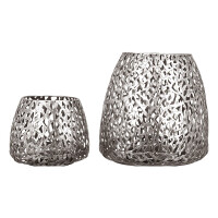 Casablanca Windlicht, "Purley", Metall, silberfarben, , H. 11 cm, D. 14 cm 54956