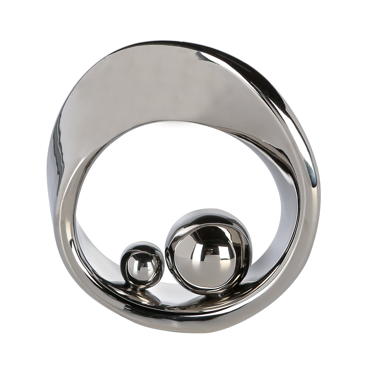 GILDE Skulptur, "Spin", Keramik, silberfarben,...