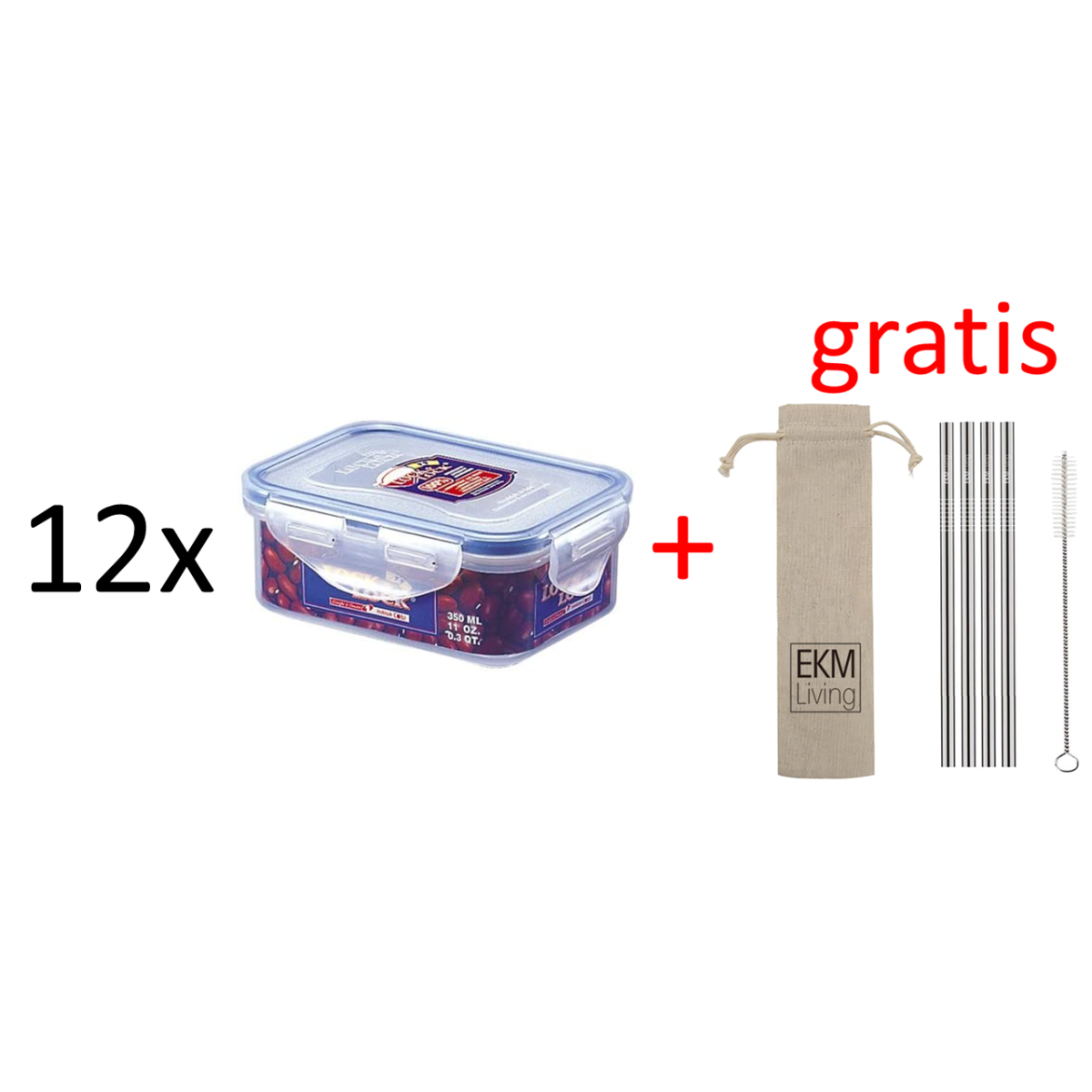 Lock & Lock 12er Set Frischhaltebox rechteckig 350ml...