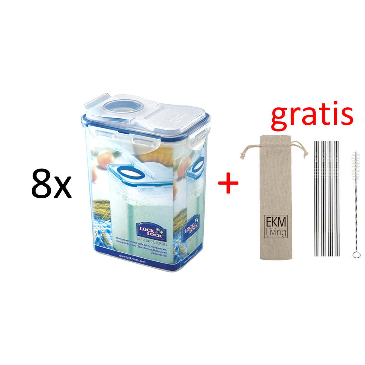 Lock & Lock 8er Set Frischhaltebox rechteckig mit...