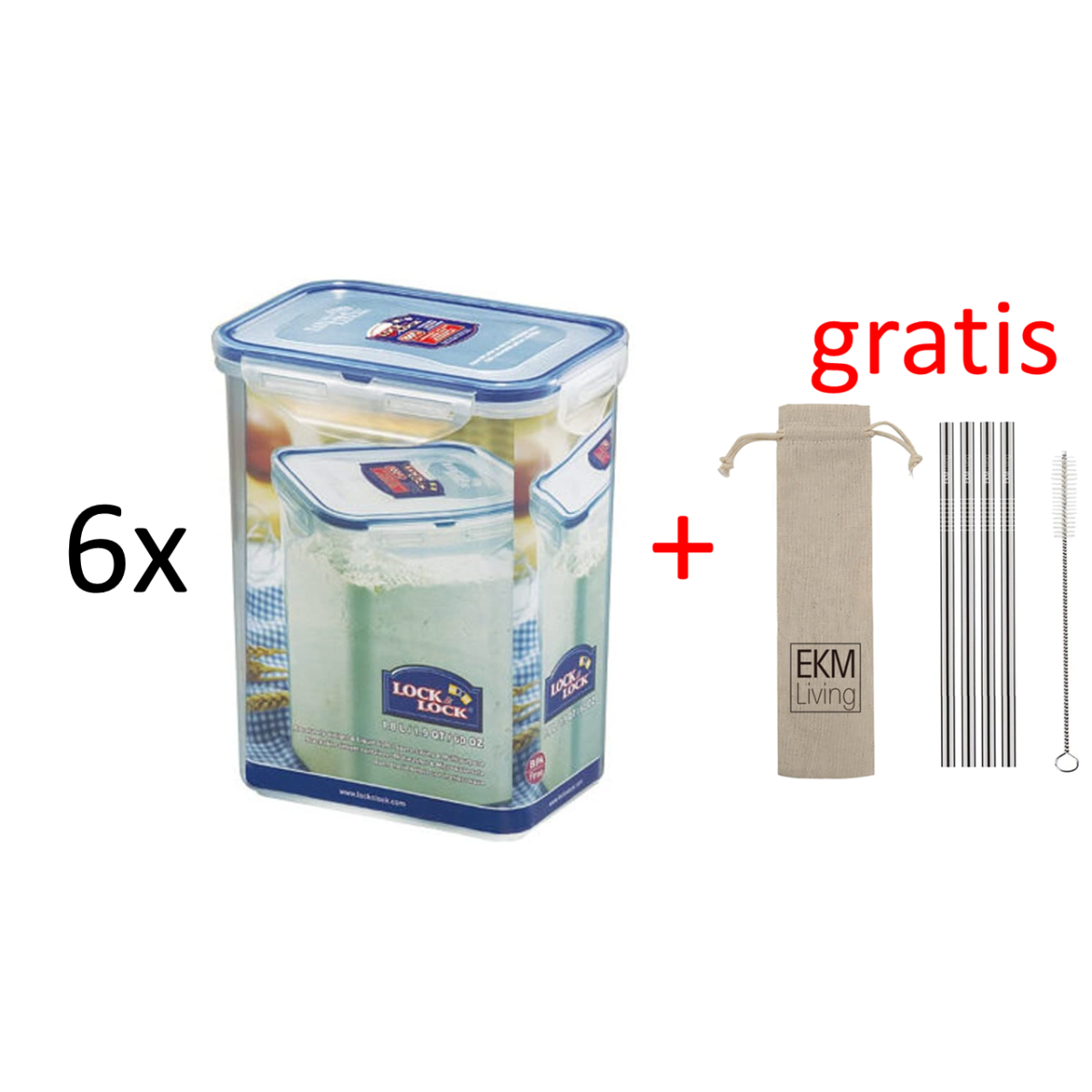 Lock & Lock 6er Set Frischhaltebox rechteckig 1,8l...