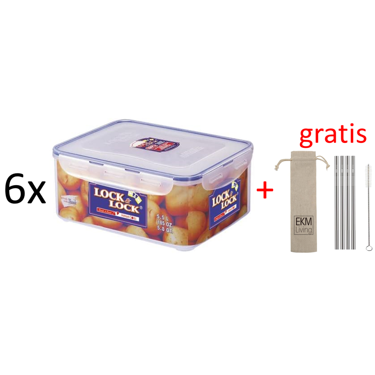 Lock & Lock 6er Set Multifunktionsbox 5,5 Liter...