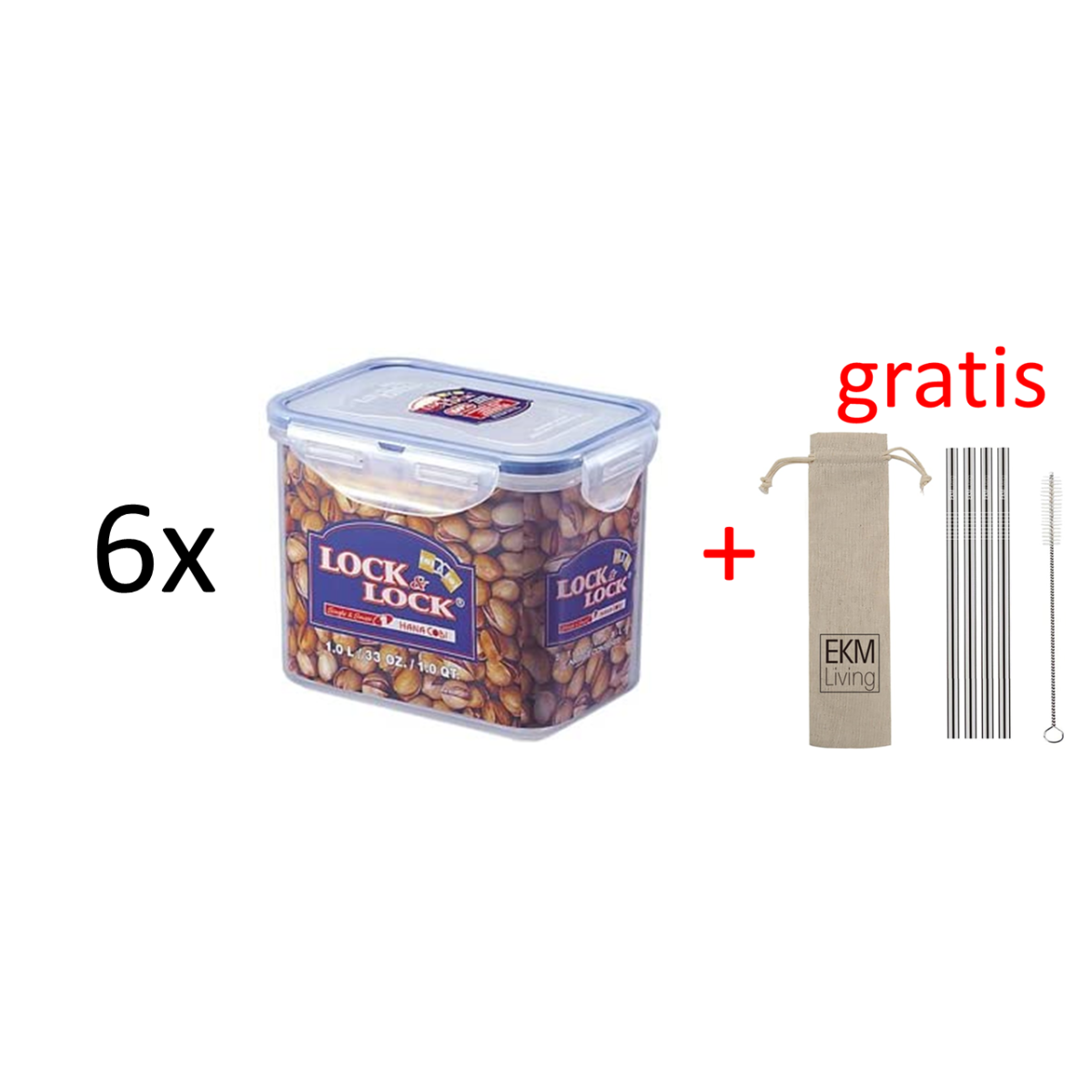 Lock & Lock 6er Set Frischhaltedosen HPL812 je 1,0...