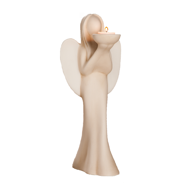 Gilde Keramik Engel "Luciane" Teelichthalter Teelichtleichter creme/weiss stehend Halter in beiden Händen 30781