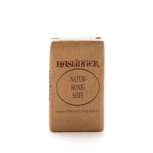 Haslinger Natur Honig Seife handverpackt in Papier, 150 g...
