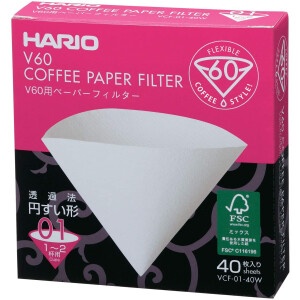 Hario Kaffeefilter Größe 01 weiß 40...