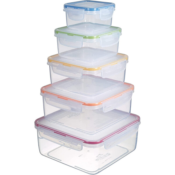 LocknLock  Classic Set 5 tlg.
5 Dichtungsfarben 4,83L je 1 x HPL980 (2,0L), 979 (1,2L), 978 (750ml), 
977 (410ml), 976 (180ml) HPL980CLQ5 /Abverkauf nur solange Vorrat reicht